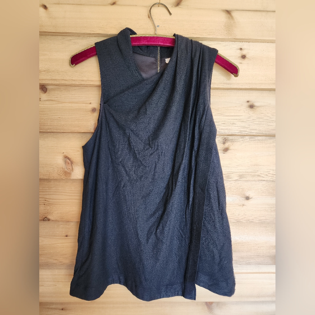 Helmut Lang L Black Drape Top Viscose Guc With Snags